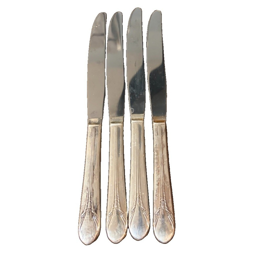International Silver Inheritance 1941 Silver plate Dinner Knives Set 4 Stainless